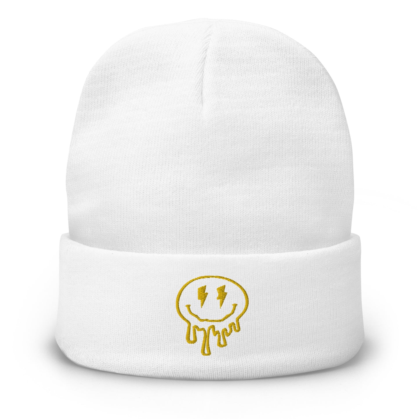 Lazy Smiley Face Embroidered Beanie